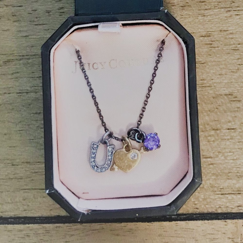 JUICY COUTURE horseshoe, heart, silver necklace